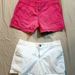 TWO Pairs Khaki Shorts- Maurice's SIZE 9/10 Watermelon AND Old Navy SIZE 8 White